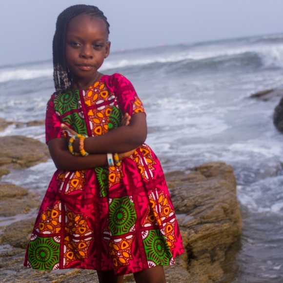 Pink African Ankara Girl Dress - Picture 3 of 6